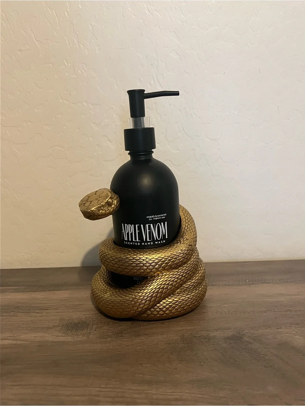 Gold Snake Resin Soap Dispenser w/ Matte Black Apple Venom Soap Dispenser
